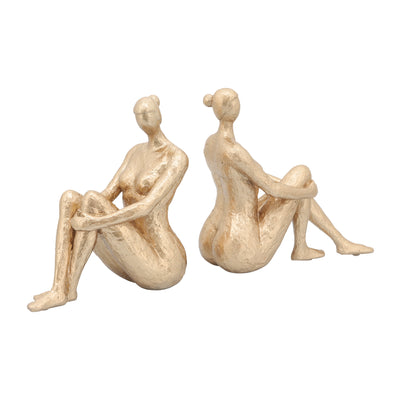 RESIN, S/2 GOLD LADY BOOKENDS