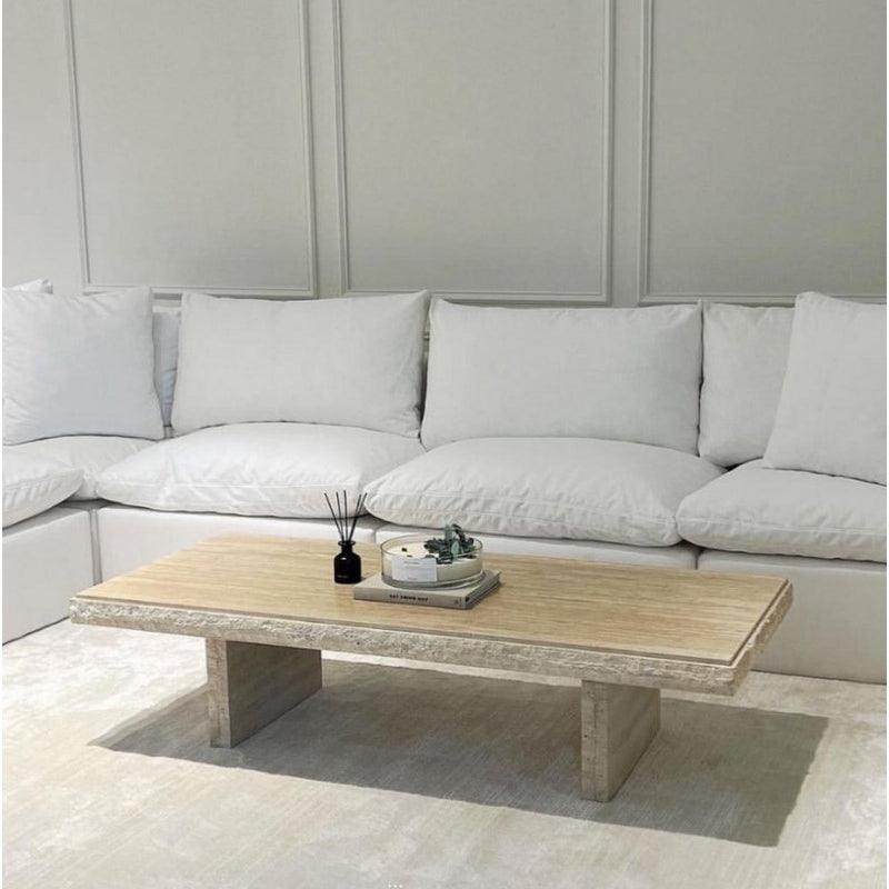 Luxury Off-White Treventino Marble Center Table By Alhome