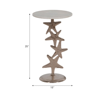 Metal/marble15"d/25"h,silver Starfish Sidetable Kd