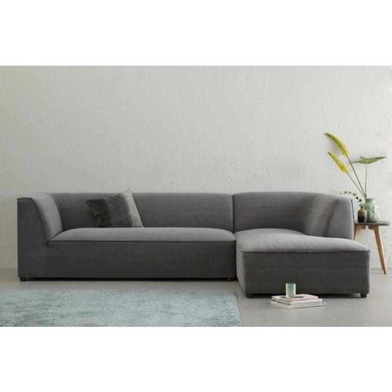 Elegant Gray Linen L-Shaped Sofa - 90x380x180x45 cm - Swedish Wood By Alhome