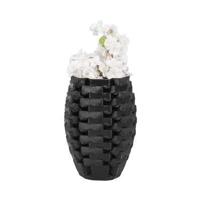 13" Ellesmere 3d Printed Vase, Black