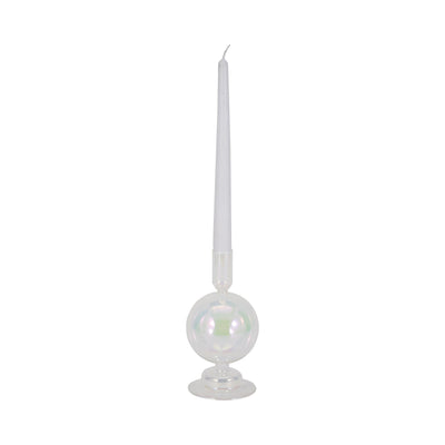 7" Glass Bubble Taper Candle Holder, Luster