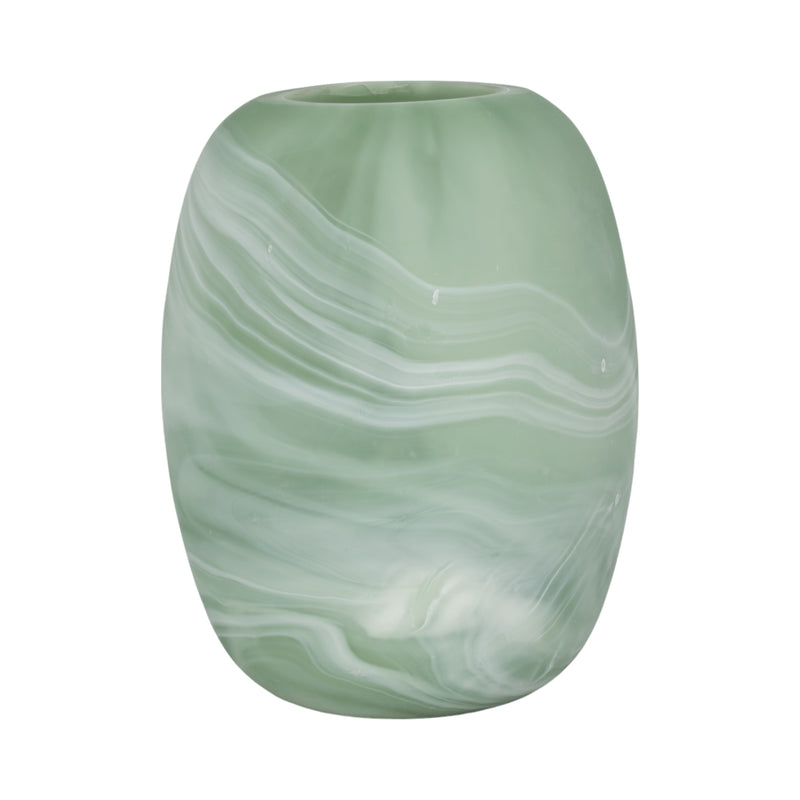 12" Garbo Medium Green Glass Vase