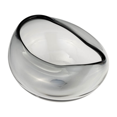 GLASS, 10"D IRREGULAR SHAPE BOWL, SMOKE