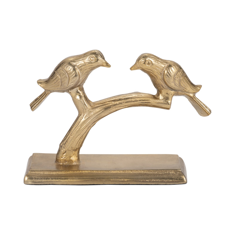 Metal, 8" Perched Birds, Gold