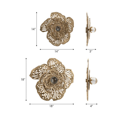 S/2 14/18" Salma Gold Wall Flowers