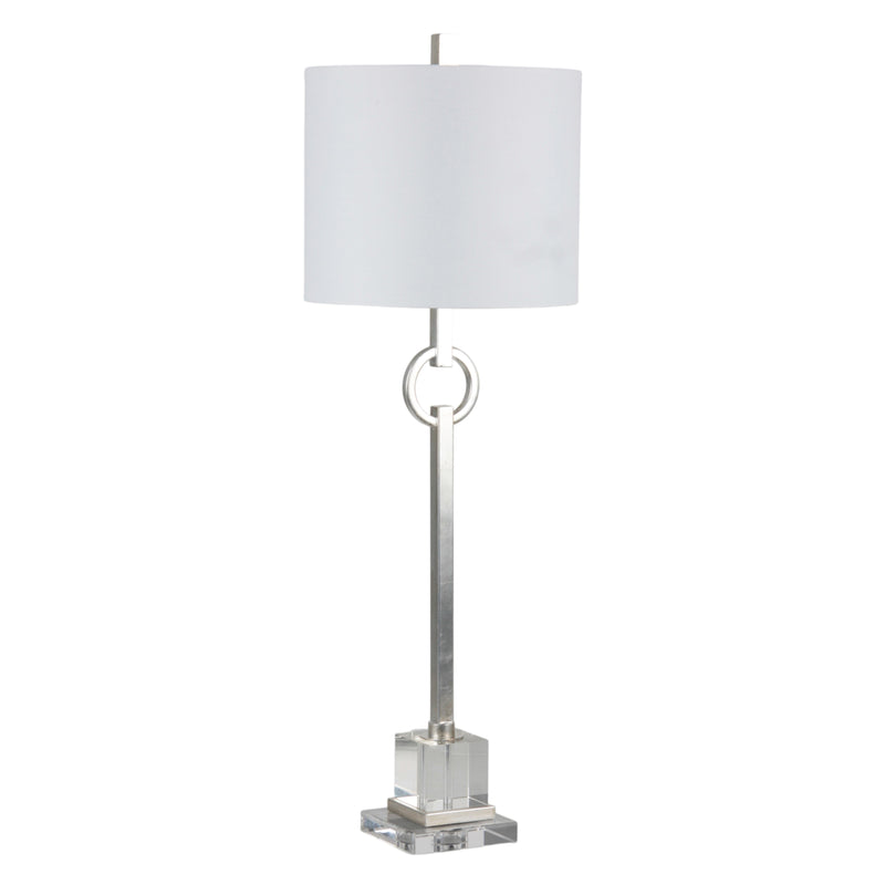 35" Padua Crystal Base Silver Table Lamp