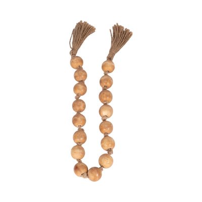 WOOD, 26" BEAD GARLAND, NATURAL