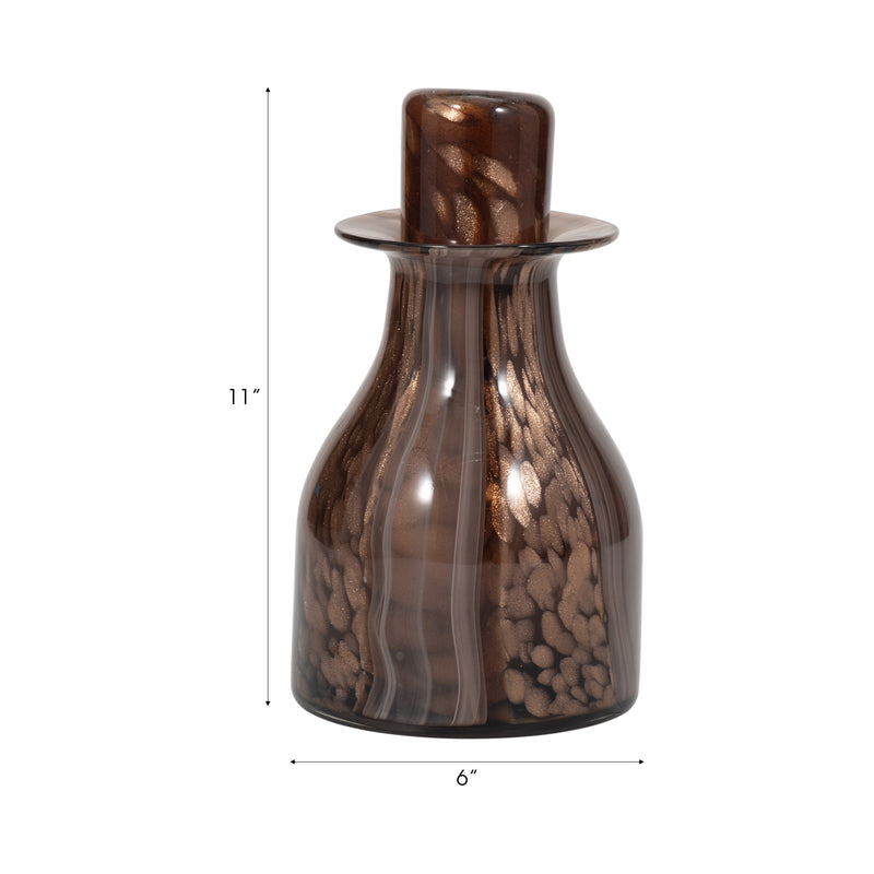 11" Hilary Small Brown Glass Bottle