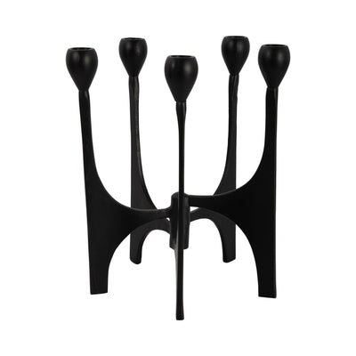 METAL, 11" 5-TAPER CANDELABRA, BLACK