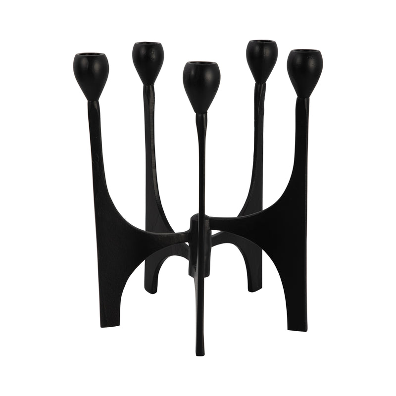 METAL, 11" 5-TAPER CANDELABRA, BLACK