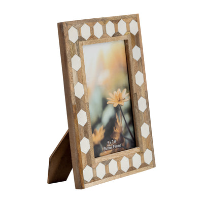 WOOD/RESIN,5X7 HEXAGON FRAME, WHITE