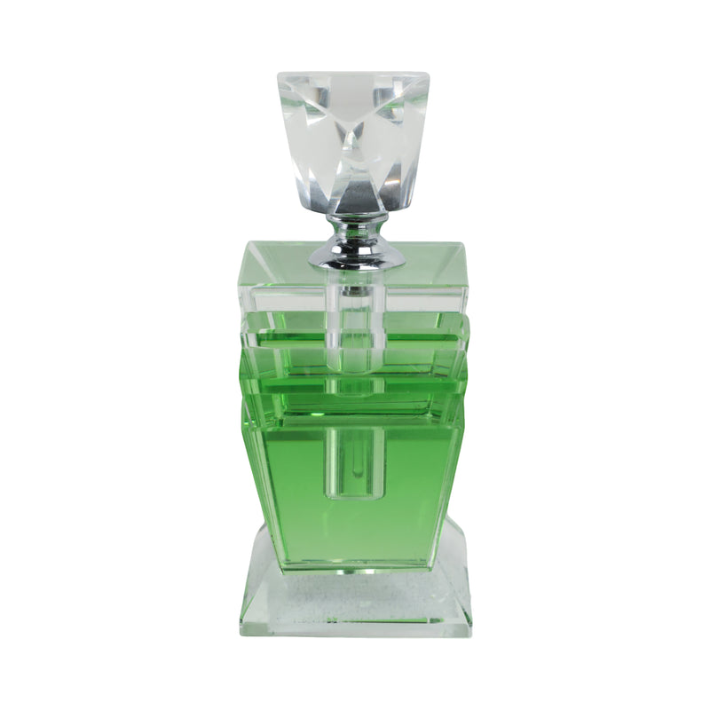 GREEN CRYSTAL PERFUME BOTTLE 4.75"