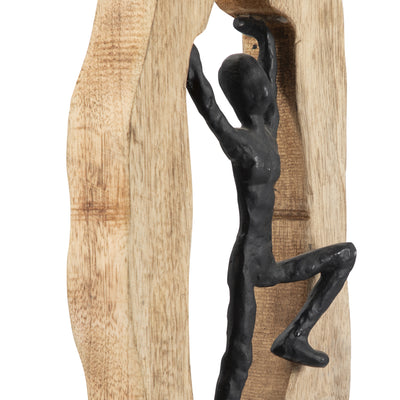 WOOD, 25" MAN CLIMBING ON LOG, NATURAL