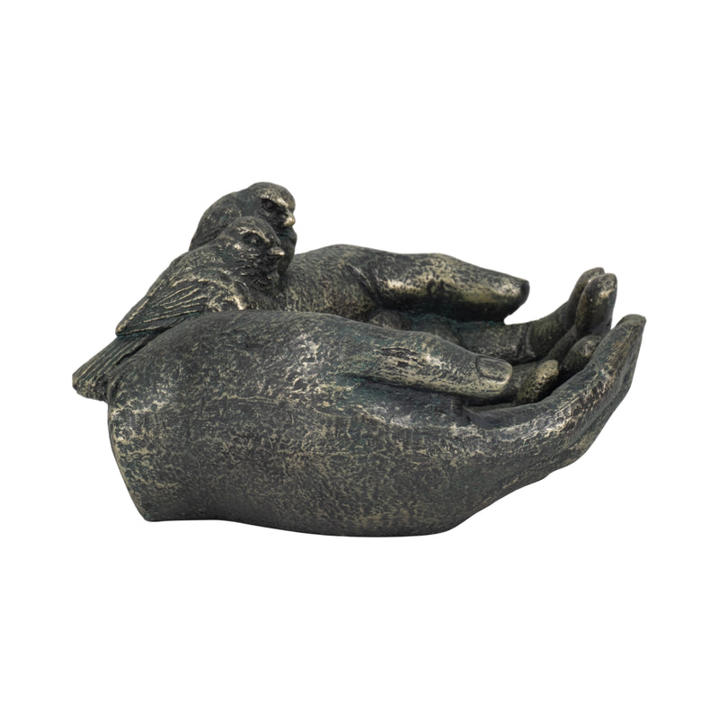 9" Giving Hands Birdfeeder, Bronze