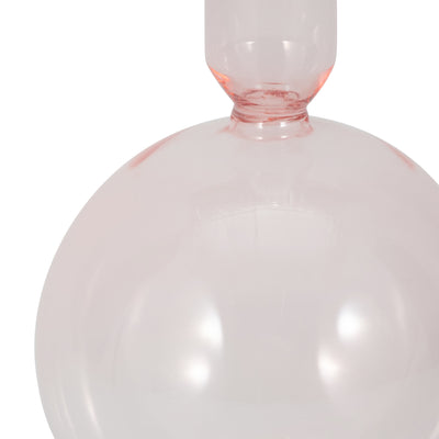 7" Glass Bubble Taper Candle Holder, Pink