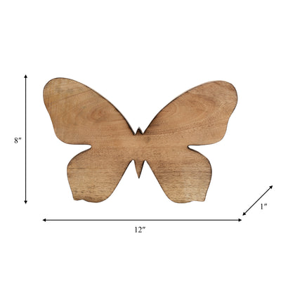 WOOD, 12" BUTTERFLY DECO, BROWN