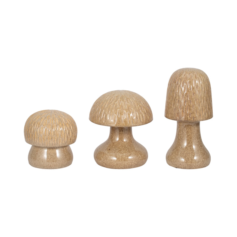 S/3 8/11/14" Cassoria Ceramic Mushrooms