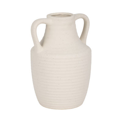 9" Jug Vase W/ Handle Rough Texture, Ivory