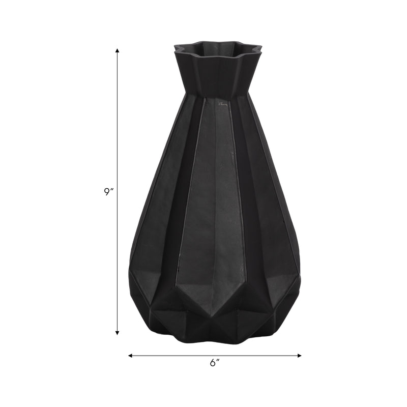 GLASS, 9"H CLASSIC VASE, BLACK