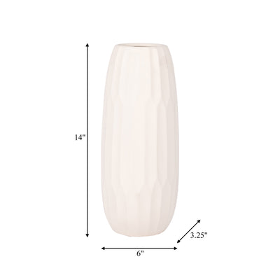 CERAMIC 14" VASE , CREME