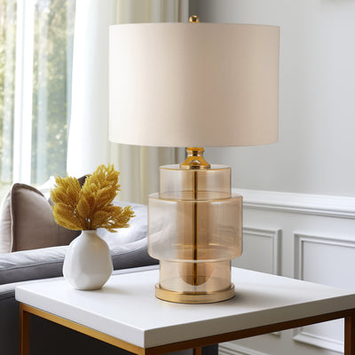 Glass, 30" Lustered Table Lamp, Gold