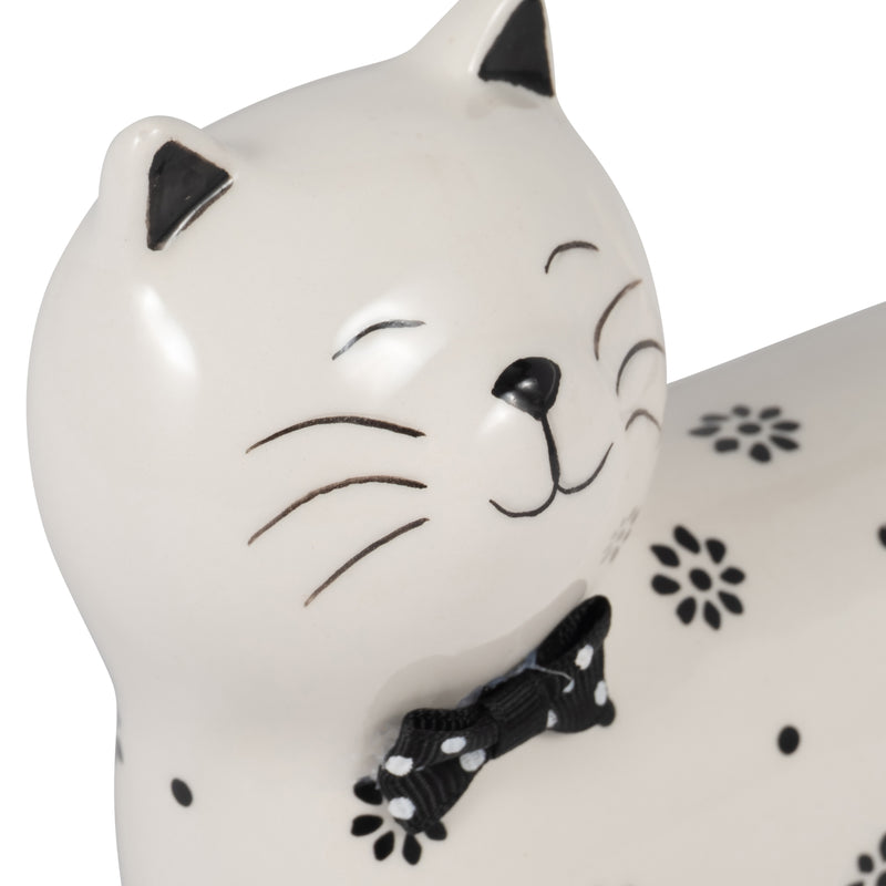 Cer, 7" Daisies Cat, White