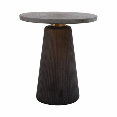 Glass, 18" Accent Table W Brass Base, Smokey Brown