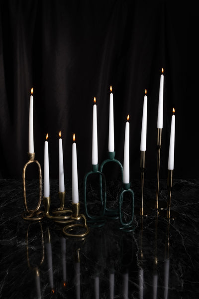 METAL, 10" OPEN OVAL TAPER CANDLEHOLDER, GOLD