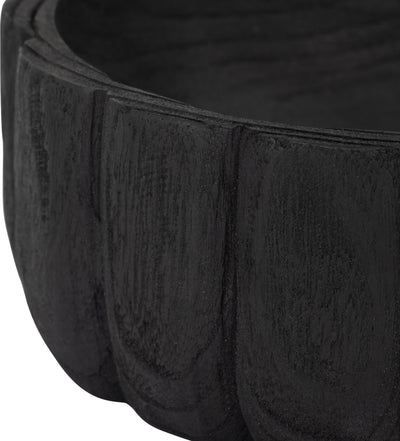 WOOD, 9" SCALLOPED BOWL, BLACK