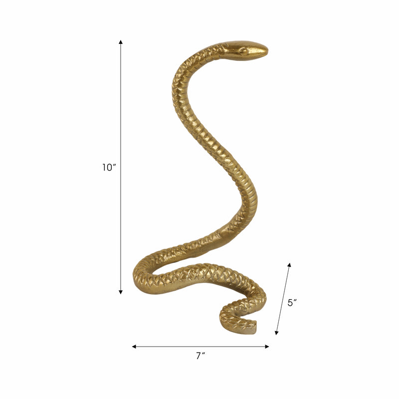 10" Tall Snake Tabletop D?cor, Gold