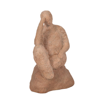 8" Thinking Man On Rock, Terracotta