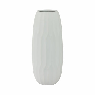 CERAMIC 14" VASE , WHITE