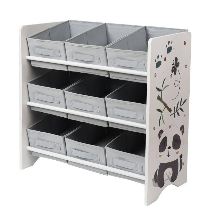 Dreeba Kids Toy Organizer With 9 Storage Fabric Bins - Grey