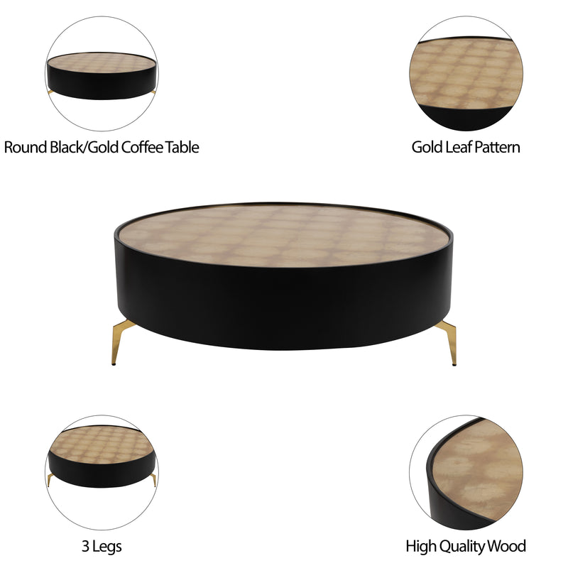 WOOD,47" GOLD LEAF TOP COFFEE TABLE, BLK/GLD, KD