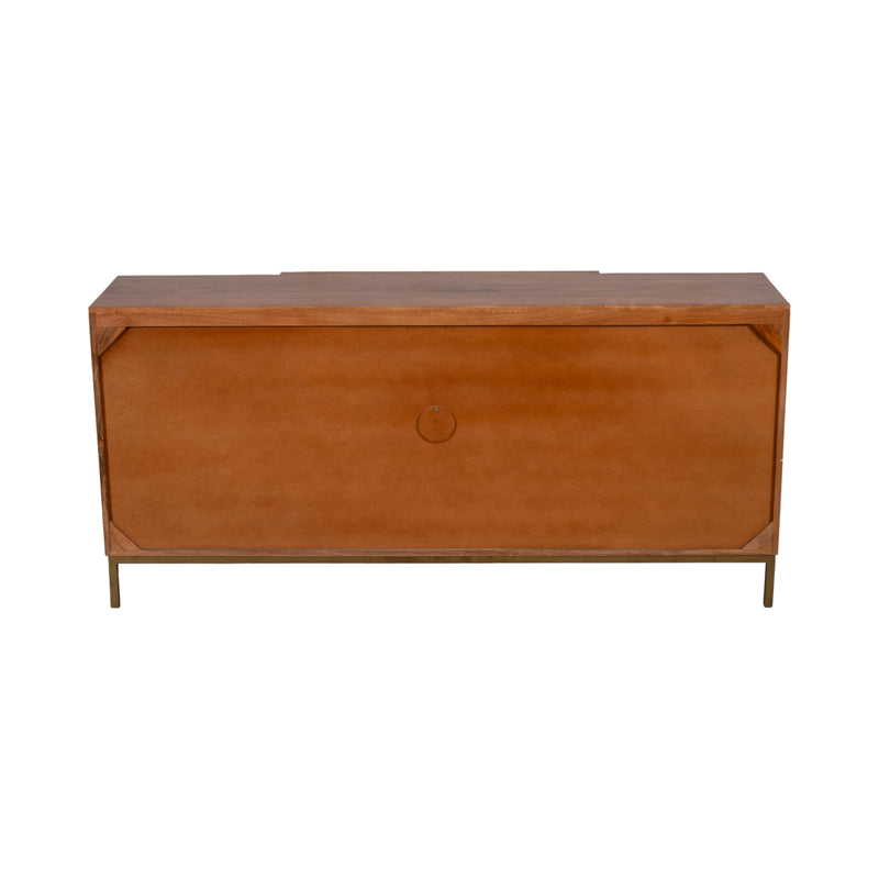 30" MIDCENTURY SLAT SIDEBOARD, MANGO BRWN