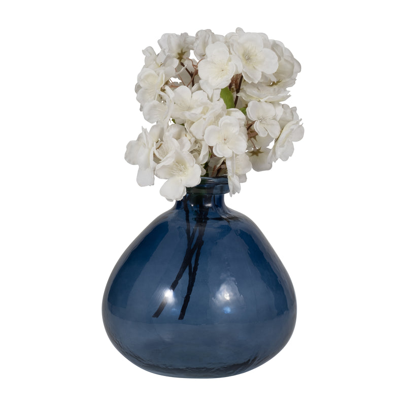 GLASS, 8" BALLOON VASE, BLUE