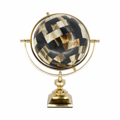 14"h Globe, Brown/gold