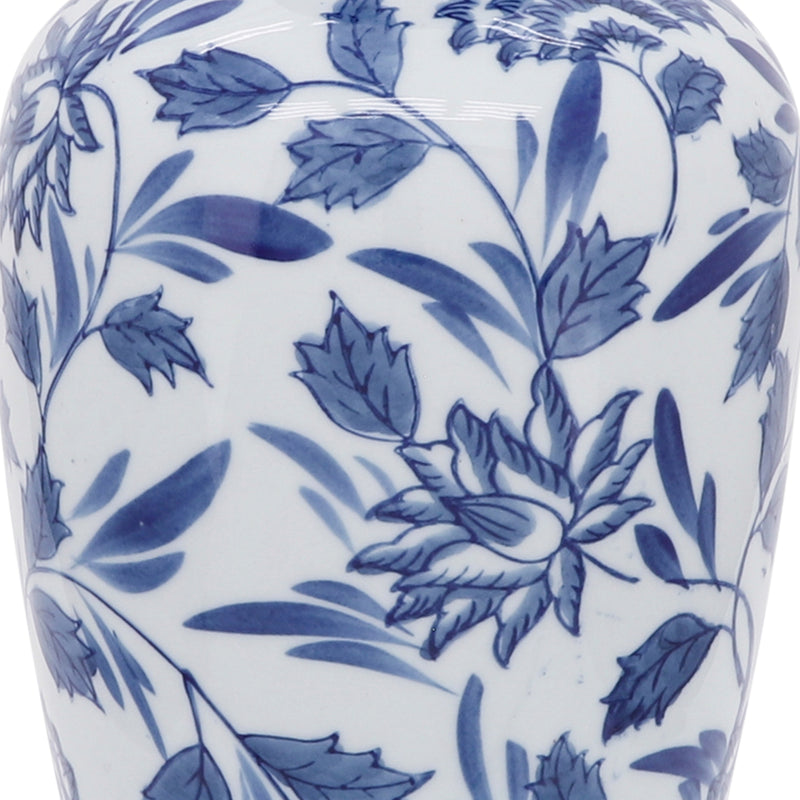 CER, 13"H CHINOISERIE VASE, BLUE/WHITE