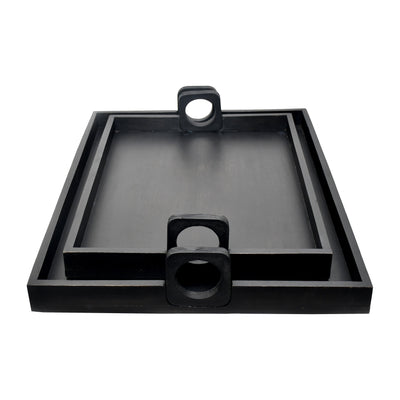 S/2 24/30" Joullian Black Wood Trays