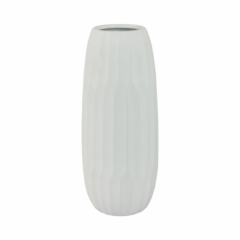 CERAMIC 14" VASE , WHITE