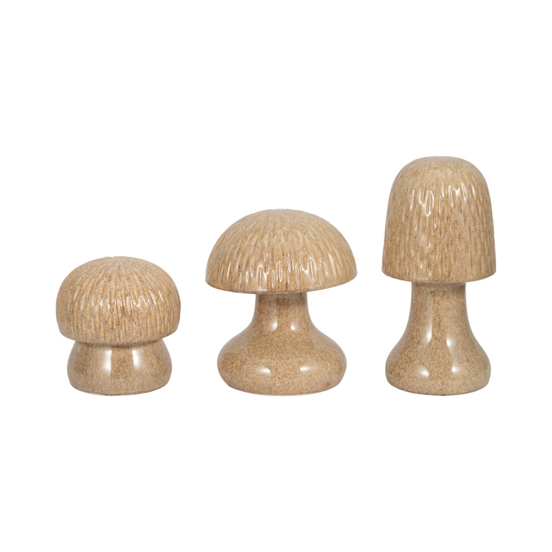 S/3 8/11/14" Cassoria Ceramic Mushrooms