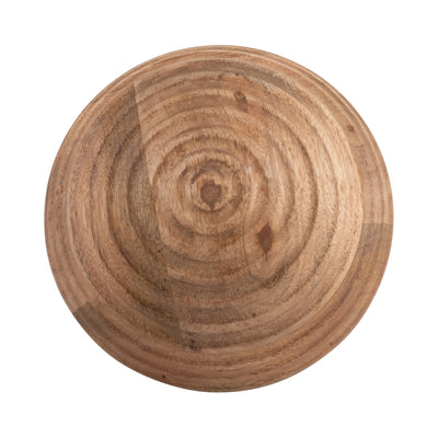 6" WOODEN ORB W/ RIDGES, NATURAL