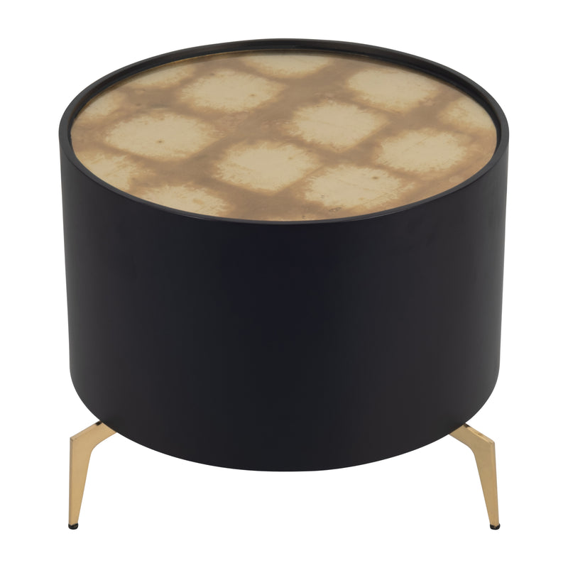 WOOD,24" GOLD LEAF TOP SIDE TABLE, BLK/GLD