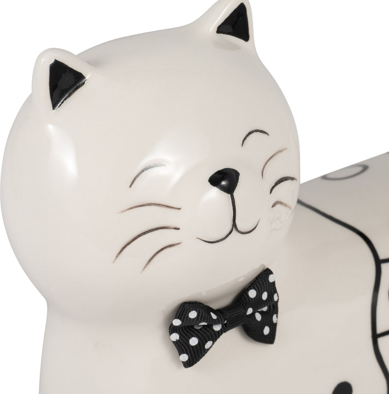 Cer, 8" Swirls Cat, White