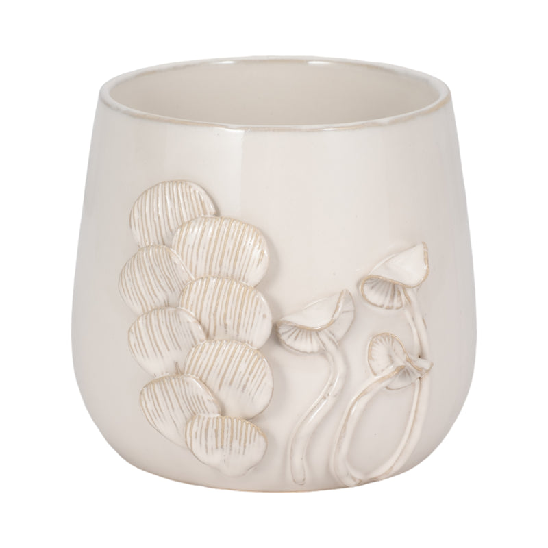 7" Mushroom Applique Planter, Ivory