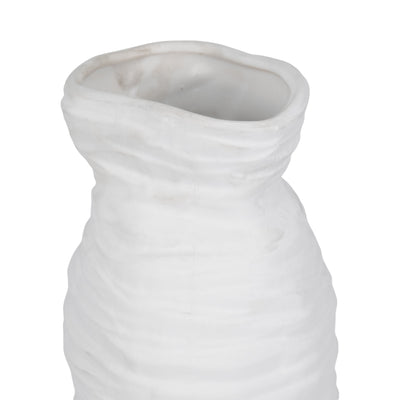 19" Horizontal Ribbed Matte Vase, Ivory