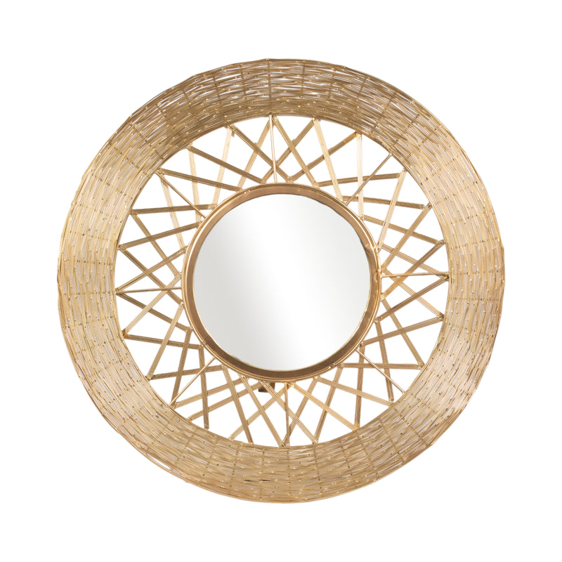 METAL 28" WEAVE-LIKE MIRROR, GOLD WB