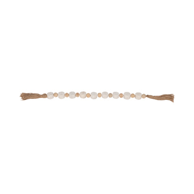 36" Marble And Wood Beads Garland, White/natural