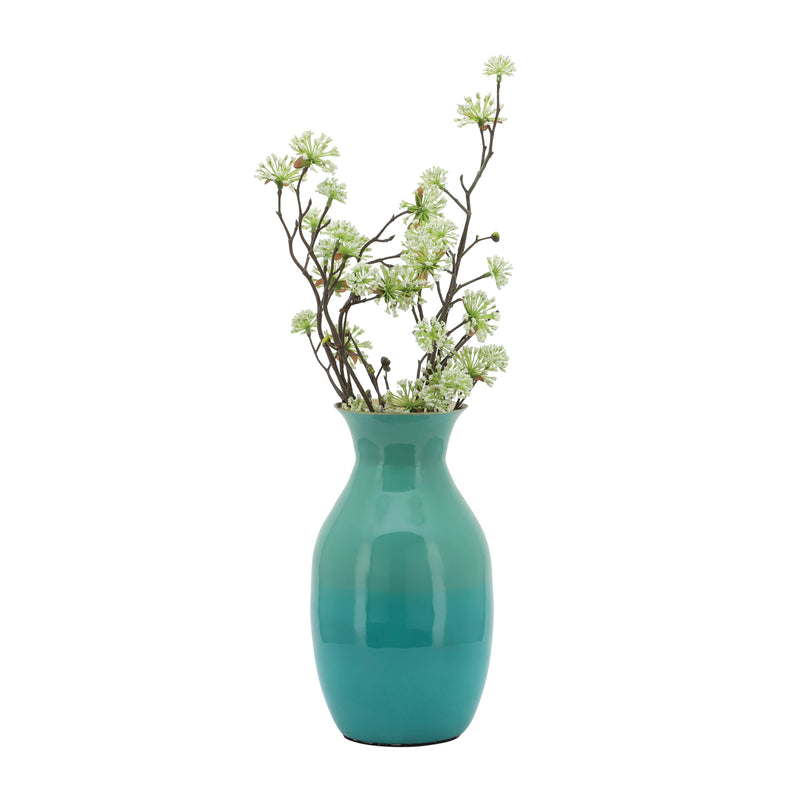 METAL 9" OLPE VASE, GREEN